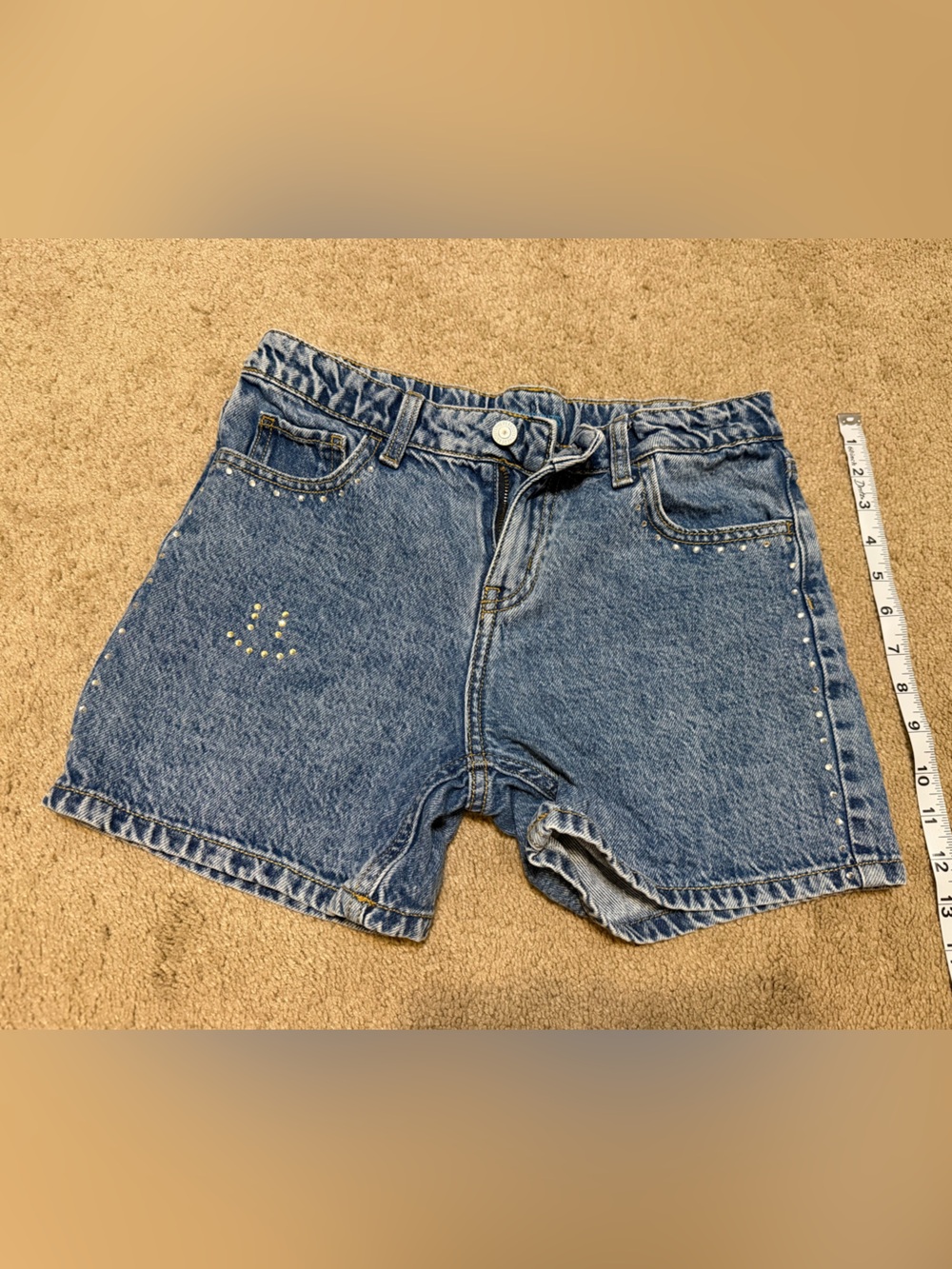 Girls' Blue Denim Shorts with Stud Detail